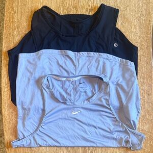 Bundle of 2 running/workout tops. Lululemon black race back and lilac Nike tank.